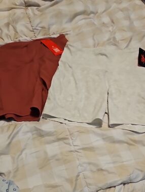 TGP High-Waist Ribbed Biker Shorts Duo - Rust & Light Gray
